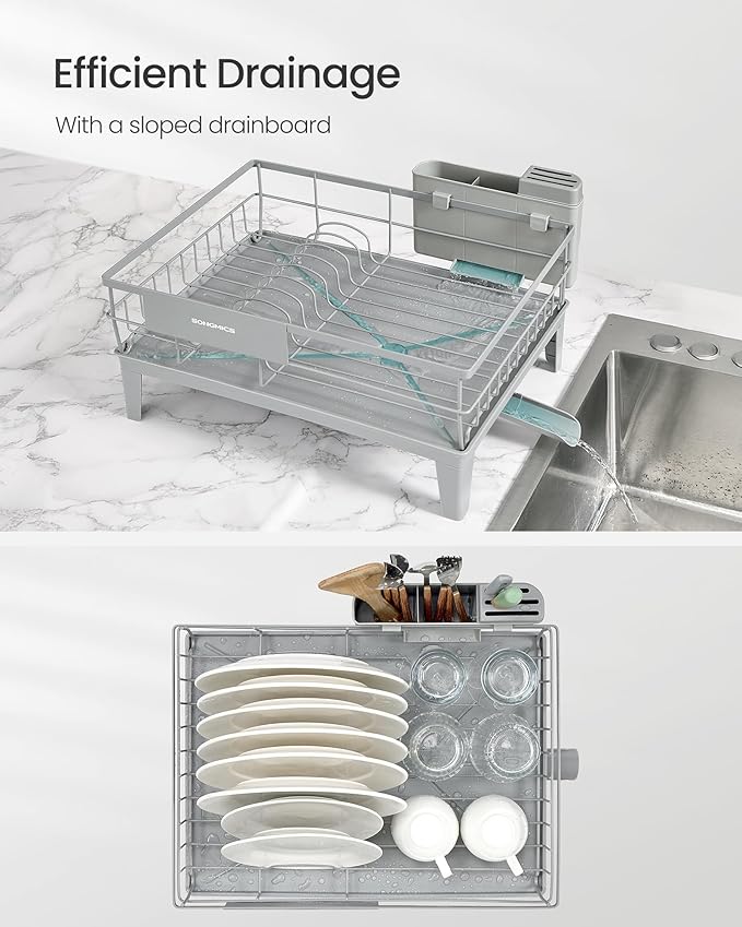 SONGMICS Dish Drying Rack, Kitchen Dish Rack, - Image 4