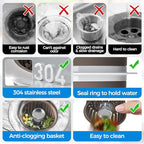 Upgraded 3in1 Kitchen Sink Drain Strainer & Sink Stopper, Stainless Steel - Image 7