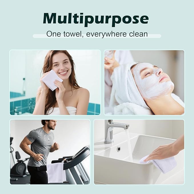White Washcloths Bulk 400 Pack, Highly Absorbent & Quick Drying Face Towels - Image 5