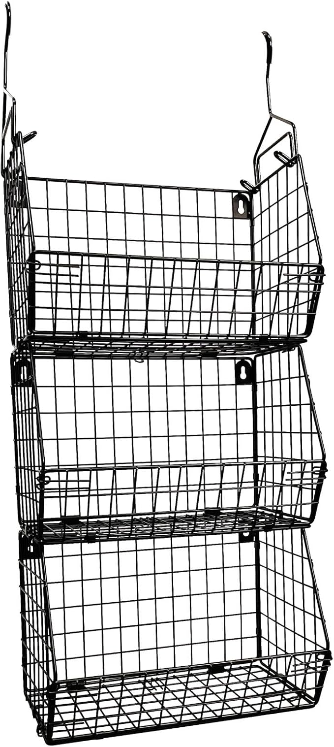 3 Tier Hanging Foldable Wire Baskets Closet Organizer Clothes Shelves by QNLALZM