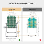VINGLI Folding Aluminum Webbed Lawn Chairs with Detachable Cup Holder, High Beach Chair for Adults Heavy Duty, Portable Patio Chair, Camping Chair for Yard, Garden, 2 Pack - Image 3