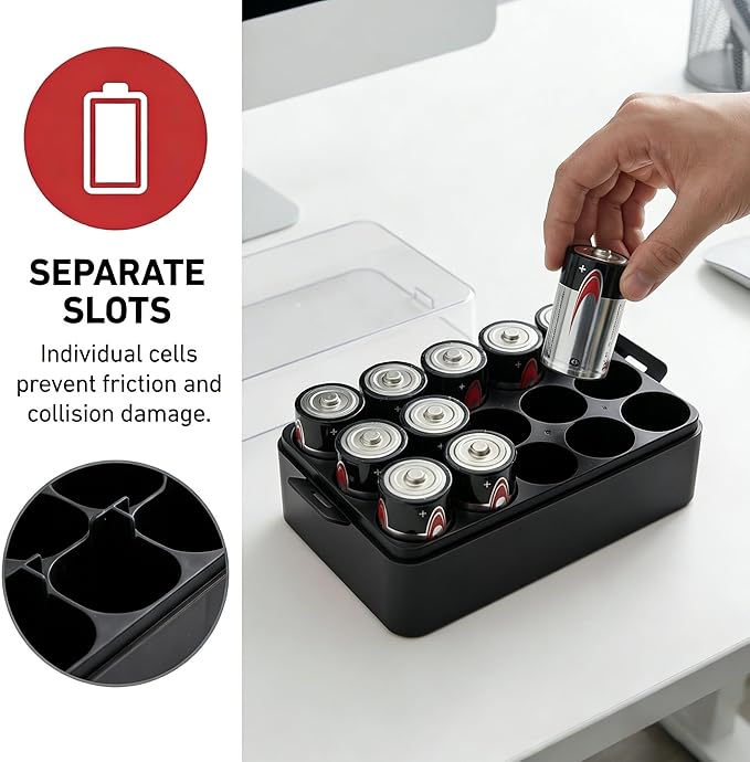 ALCYON Battery Organizer Storage Case, Battery Vault Box Container - Image 7