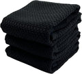 Serafina Home Black Textured Kitchen Hand Dish Towels 100% Cotton Cloth Soft by SerafinaHome