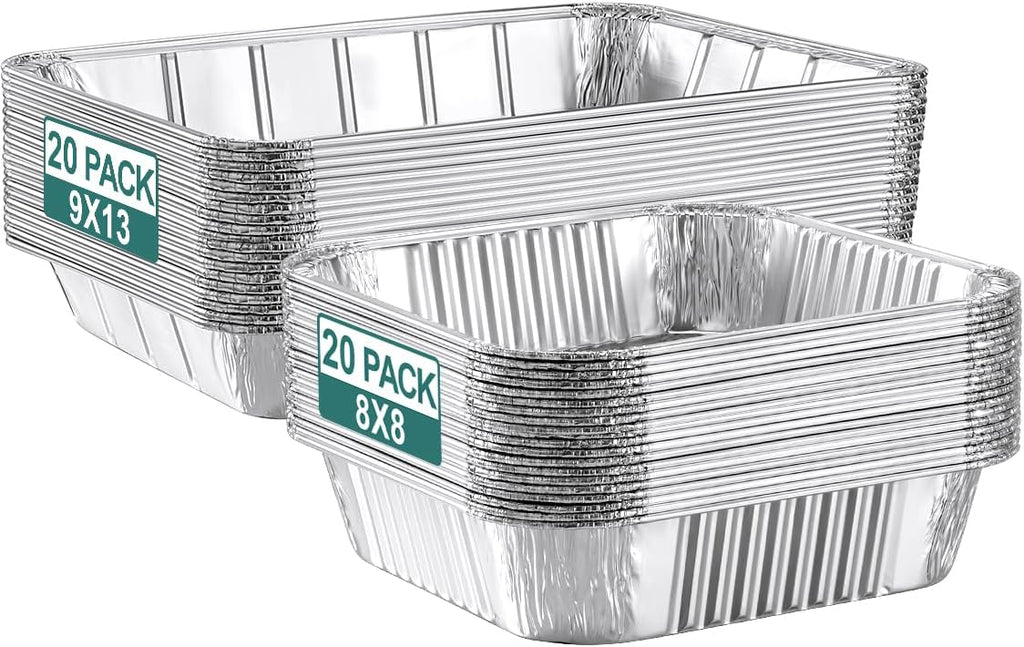 40 Pack Disposable Aluminum Pans Combo Set by NEEBAKE
