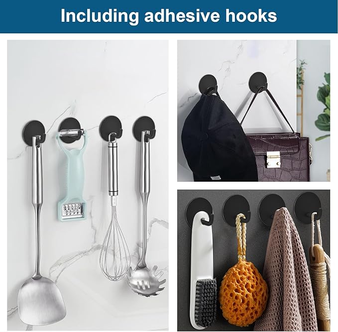Diesisa Razor Holder for Shower + Adhesive Wall Hooks, Premium 304 Stainless - Image 3