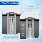 Hibbent Upgraded 3 in 1 Bathroom Sink Drain Strainer, Universal Pop Up Stopper - Image 3