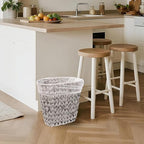 Wicker Trash Can, Waterproof Bathroom Waste Basket, Plastic Wicker Woven Waste - Image 3