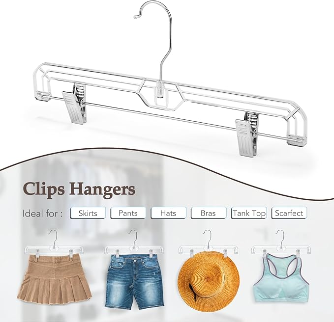 HOUSE DAY 50 Pack 14 inch Clear Plastic Pants Hangers - Image 5