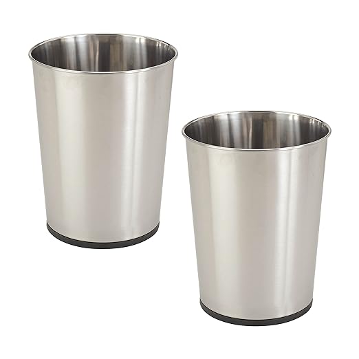 Bath Bliss 5 Liter Small Wastebasket | 2 Pack | Round Open Top | Trash Can | by BathBliss