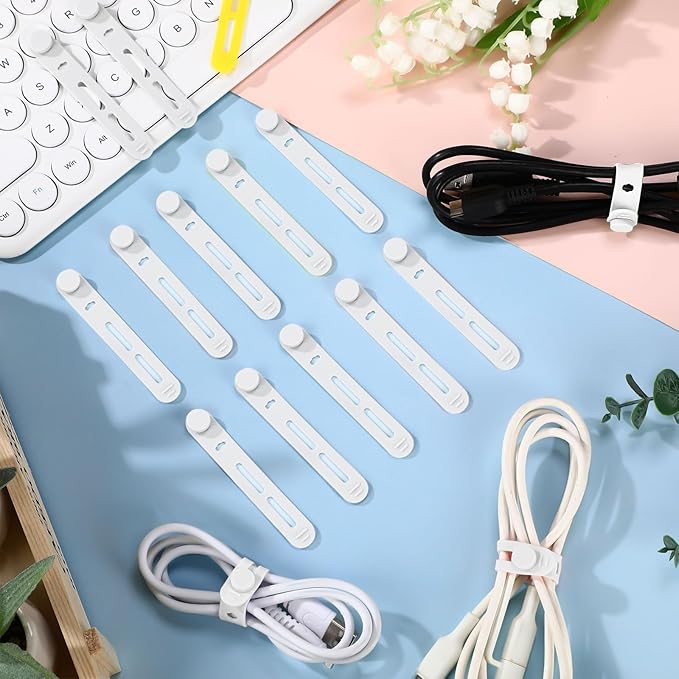 42 Pcs Silicone Cable Ties Reusable Cord Organizer Adjustable Data Cable Wraps - Image 3