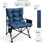 EVER ADVANCED Padded Oversized Folding Camping Chair for Adults, Heavy Duty Lawn Chair with Side Pockets, Portable Collapsible Quad Chair for Outside, Support Up to 500lbs, Blue - Image 7