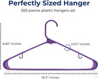 SereneLife 200 Pack Plastic Hangers, Space-Saving Closet Organizers, Durable - Image 2