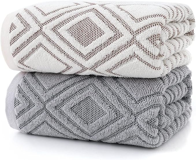 Pidada Bath Towel Diamond Pattern 100% Cotton Absorbent Soft Decorative Towel - Image 6