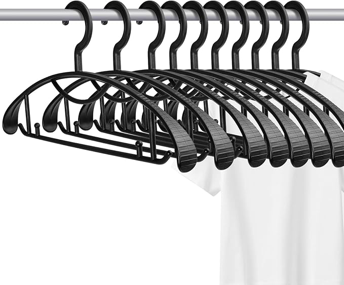 Plastic Clothes Hanger, Extra Thick Plastic Wide Shoulder Adult Slip Resistant by GEMWONDER