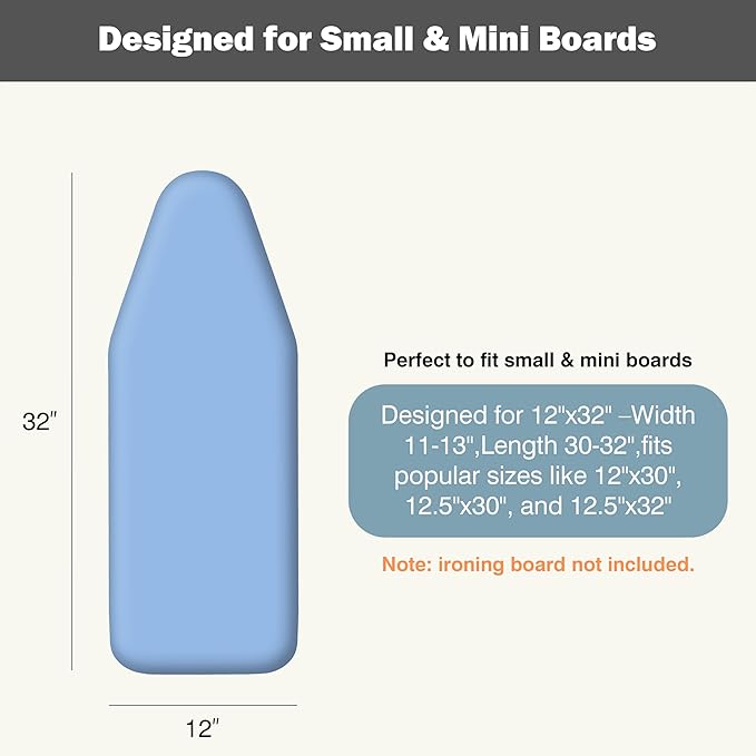 Small Ironing Board Cover and Pad 12"x32" Small Iron Board Cover - Image 2