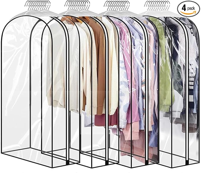 40" Clear Garment Bags for Hanging Clothes, Garment Bags for Storage by ECOMAID