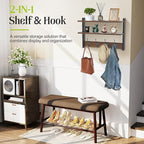 Two-Tier Wall Shelf with Hooks, Key Hooks - Image 3