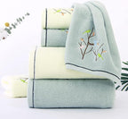Pidada Hand Towels Set of 2 Embroidered Bird Tree Pattern 100% Cotton Absorbent - Image 4