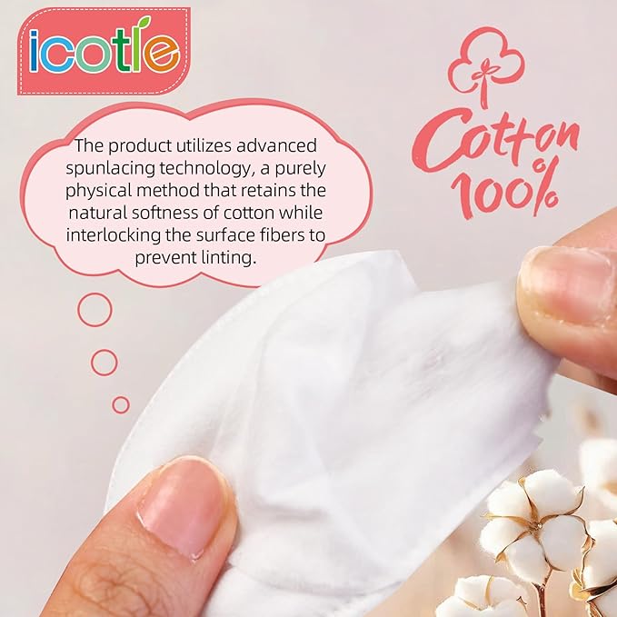 Oval Cotton Pads Ultra-Soft Cotton Ovals 100% Cotton Spunlace Purely Physical - Image 3