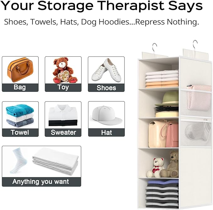 Extra Deep Hanging Closet Organizers and Storage, 5-Tier Closet Hanging - Image 8