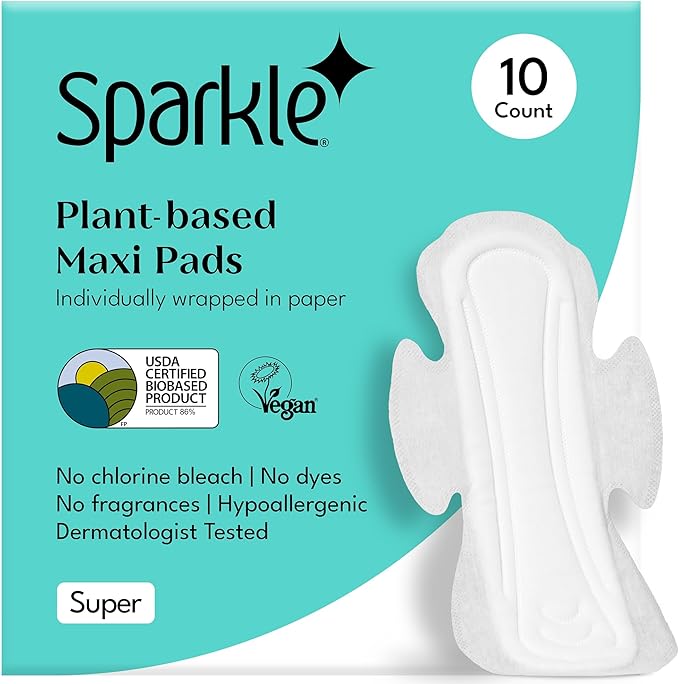 Sparkle Sanitary Pads for Women, Plant-Based Maxi Pads by Sparkle