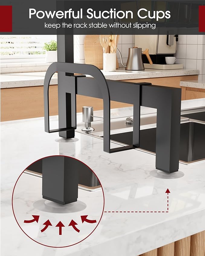 Over The Sink Dish Drying Rack, Expandable 2-Tier Stainless Steel Kitchen - Image 4