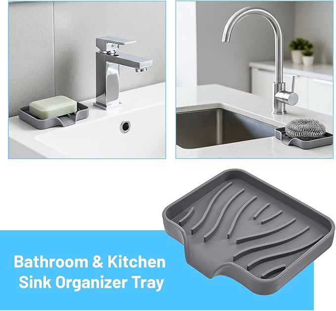 Grevosea Sponge Holder for Kitchen Sink, Silicone Dish Sponge Holder - Image 4