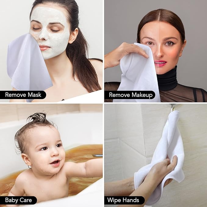 SINLAND Microfiber Facial Cloths Fast Drying Washcloth 12inch x 12inch White 6 - Image 9