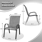 Patio Dining Chairs Set of 6, Outdoor Stackable Dining Chairs High Back, Patio Furniture for Backyard, Porch, Garden, Poolside (Grey) - Image 3