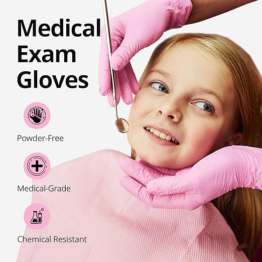 Pink Nitrile Gloves, Industrial Gloves Disposable Latex Free, - Image 2