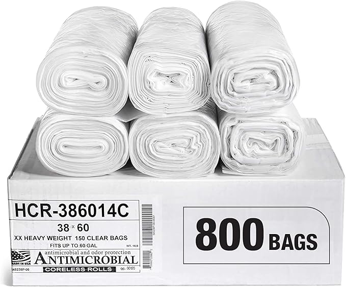 Aluf Plastics High Density Trash Bags, 60 Gallon, 14 Micron, by AlufPlastics