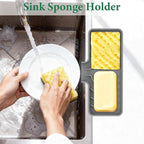 GUUKIN Sponge Holder for Kitchen Sink, 9.8"×4.9" Silicone Dish Drying Mat - Image 3