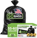Veska 55 Gallon Trash Bags Heavy Duty, 55-60 Gallon Trash Bags Large Black by Veska