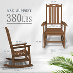 Oversized Rocking Chair Set of 4, Outdoor Rocking Chair for Adults, All Weather Resistant Porch Rocker for Lawn Garden, Wood - Image 3