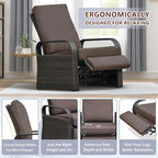 ATR ART TO REAL Outdoor Recliner, Outdoor Wicker Recliner Chair with 5.5'' Thickness Cushions, Automatic Adjustable Rattan Patio Chaise Lounge Chairs, Aluminum Frame, Anti-UV and Rustless - Image 7