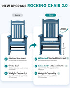 SERWALL Rocking Chairs Set of 4, HDPE Outdoor Rocking Chair, All-Weather Porch Rockers for Patio, Blue - Image 7