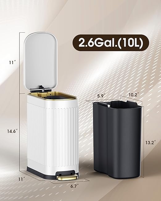 CEROELDA White Bathroom Trash Can - Image 6