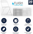 Flash Furniture Hercules Series Plastic Folding Chair - White - 20 Pack 650LB Weight Capacity Comfortable Event Chair-Lightweight Folding Chair - Image 3