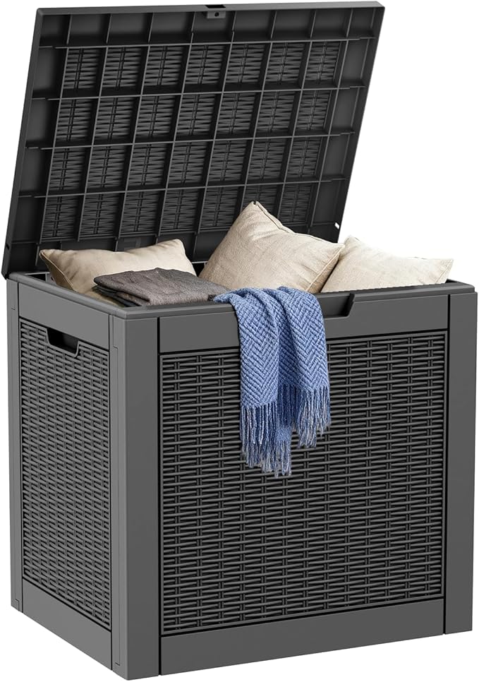 DRATO 31 Gallon Deck Box, Outdoor Storage Box for Patio Cushion, Garden Tools, Waterproof Resin Storage Box (Black，31 Gallon) by DRATOprovidesawarmandcozy