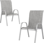 UDPATIO Patio Chairs Set of 2, Stackable Silver Outdoor Dining Chairs with High Back, Breathable Textilene Fabric Outdoor Chair All Weather, 350LBS Capacity for Garden, Backyard (Light Grey) by UDPATIO