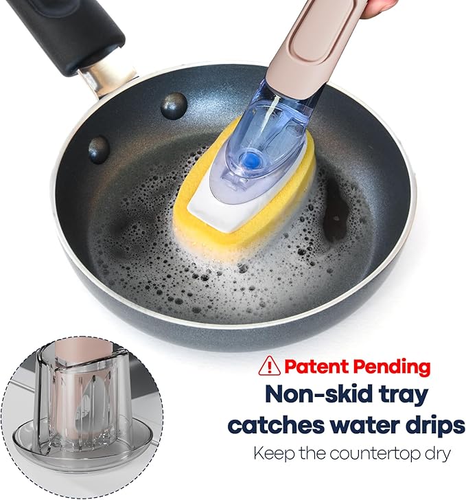 Dish Brush with Soap Dispenser Storage Set with 2 PCS Brush Refills & Holder - Image 3