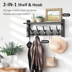 Coat Rack Wall Mount with Shelf, 17.1 Inch Coat Hanger Walls Mounted, Hat Rack - Image 4
