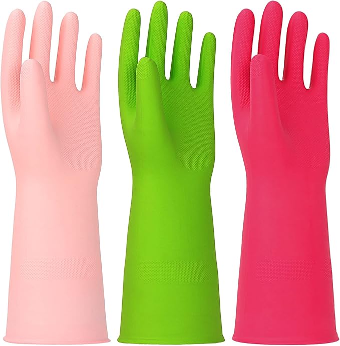 3 Pairs Rubber Cleaning Gloves Latex Free Dishwashing Gloves by THEOFFICIALHINSOCHA