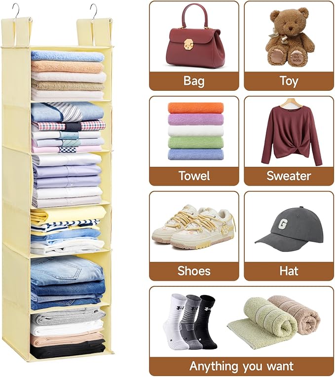 Posprica Interchangeable Hanging Closet Organizer – 6 Slim Tiers or 3 Spacious - Image 6