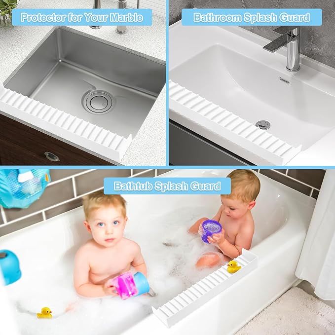 Silicone Faucet Splash Guard 4" x 14", Faucet Water Catcher Mat, Longer - Image 7
