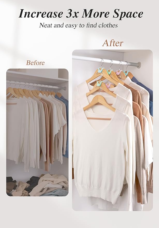 HOUSE DAY Closet Organizers and Storage 60 Pack, Space Saving Hanger, College - Image 2