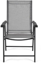 Giantex Set of 2 Patio Folding Chairs, Outdoor Chairs with Armrest, Portable Dining Chairs for Porch Camping Pool Beach Deck Lawn Garden, 2-Pack Patio Sling Chairs, Metal Frame, Grey - Image 7