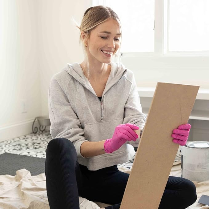 FRAMAR Pink Gloves Disposable Latex Free Large – Nitrile Gloves Large, Non Latex - Image 4
