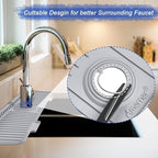 20 inch Kitchen Sink Splash Guard, 10° Large Slope & Adaptable Hole Faucet Mat - Image 5