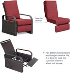 Outdoor Recliner, Outdoor Resin Wicker Patio Recliner Chair with 5.5'' Cushions, Patio Furniture Auto Adjustable Rattan Sofa, UV/Fade/Water/Sweat/Rust Protected, Easy to Assemble (Red) - Image 9